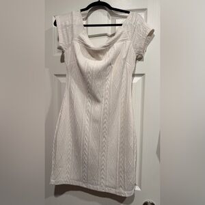 Guess Cream Cable-Knit Cap Sleeve Mini Dress